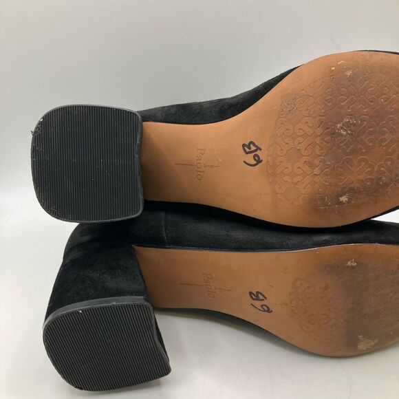LINEA Paolo Black Suede Womens Ankle Boots with Suede Heel Sz 8 -Gently Used - Picture 9 of 10